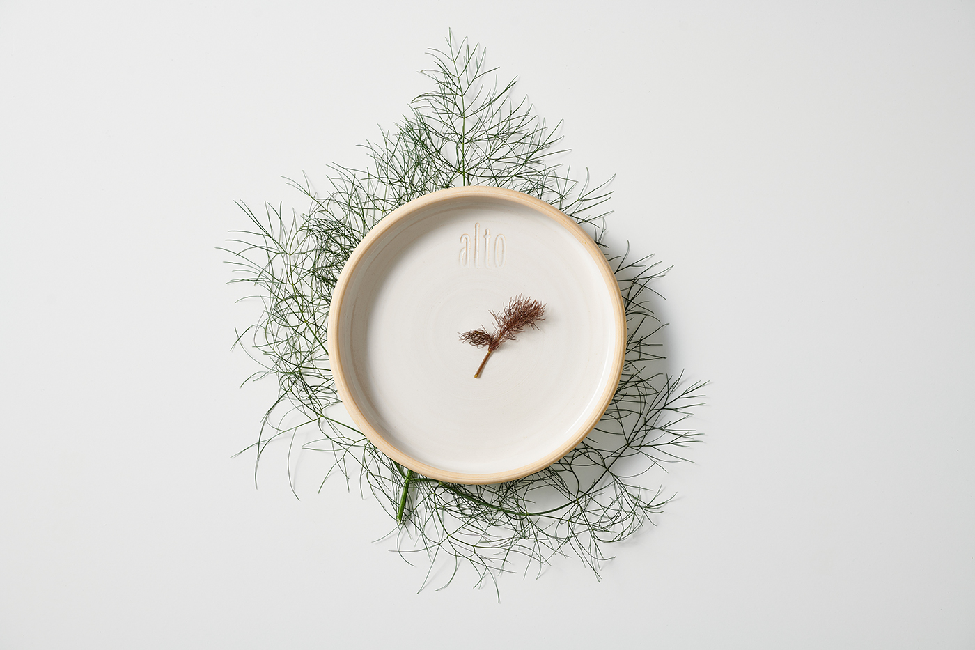 Stoneware Bowl with Herbs