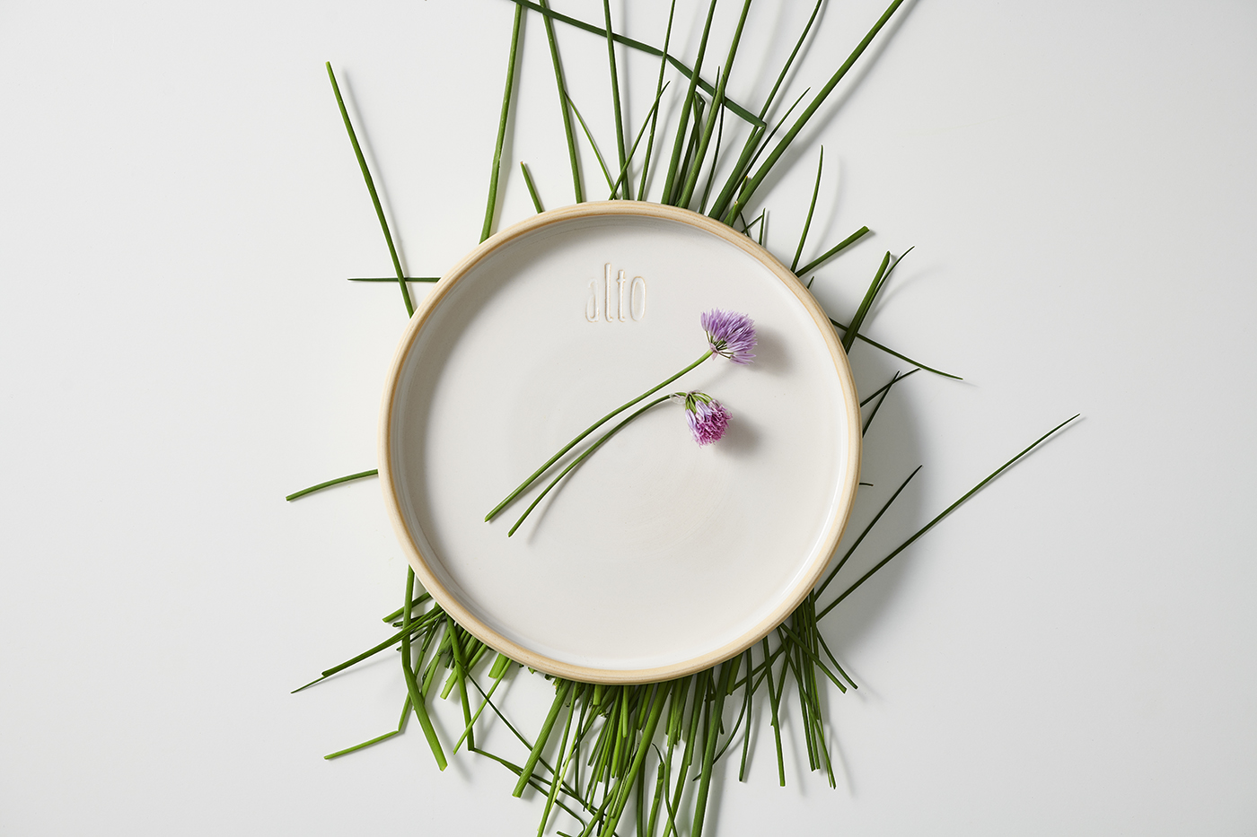 Stoneware Plate with Chives